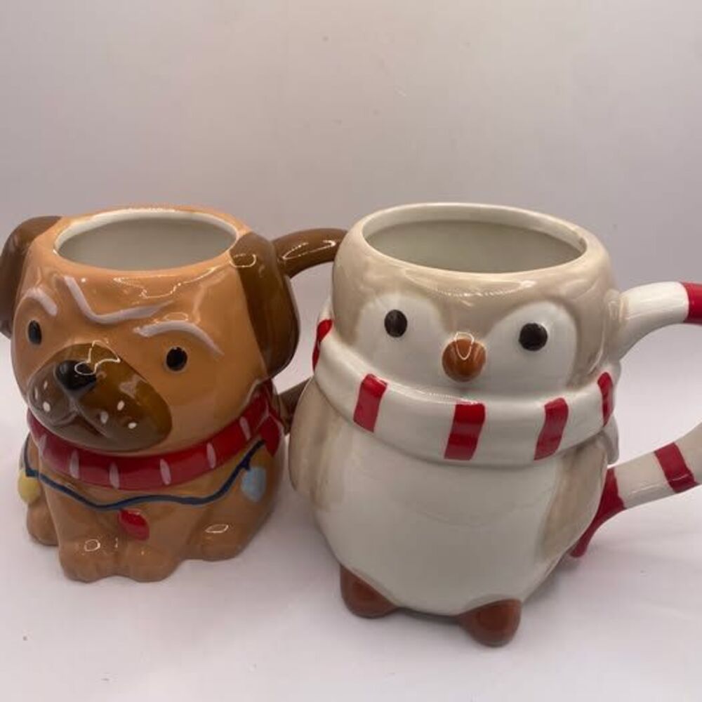 Wondershop at Target Pug & Penguin Christmas Mugs — Pair